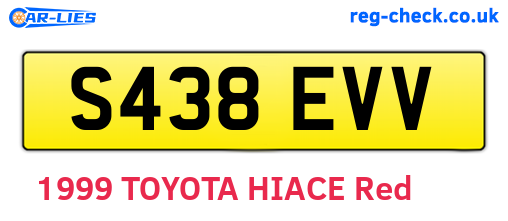 S438EVV are the vehicle registration plates.