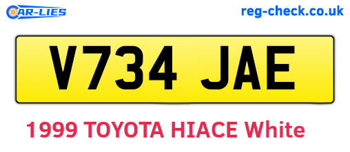 V734JAE are the vehicle registration plates.