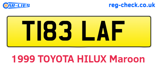 T183LAF are the vehicle registration plates.