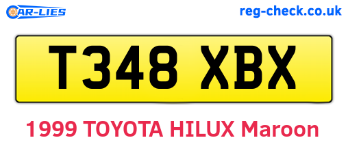 T348XBX are the vehicle registration plates.