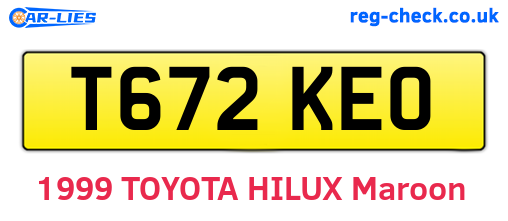 T672KEO are the vehicle registration plates.