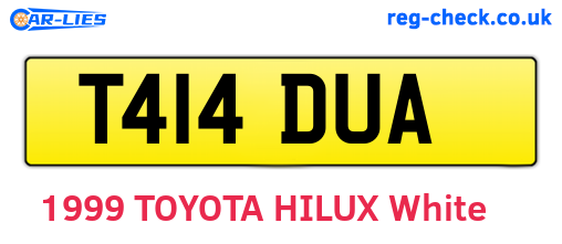 T414DUA are the vehicle registration plates.