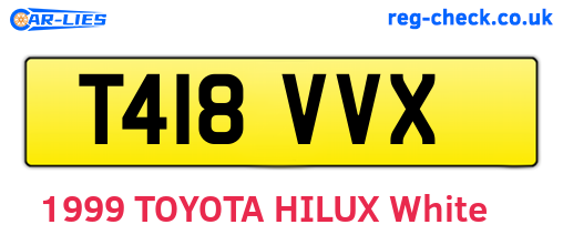 T418VVX are the vehicle registration plates.