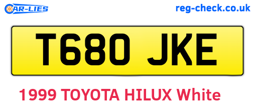 T680JKE are the vehicle registration plates.