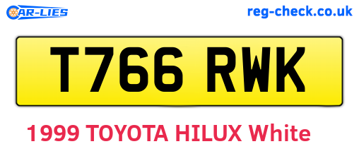 T766RWK are the vehicle registration plates.