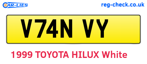 V74NVY are the vehicle registration plates.