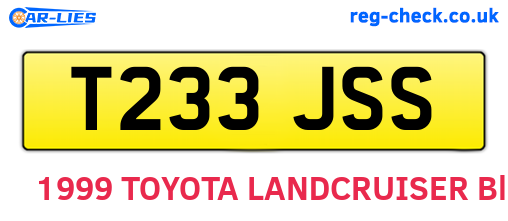 T233JSS are the vehicle registration plates.