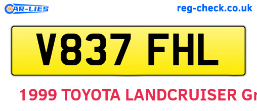 V837FHL are the vehicle registration plates.