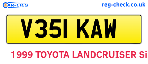 V351KAW are the vehicle registration plates.