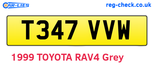 T347VVW are the vehicle registration plates.