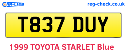 T837DUY are the vehicle registration plates.