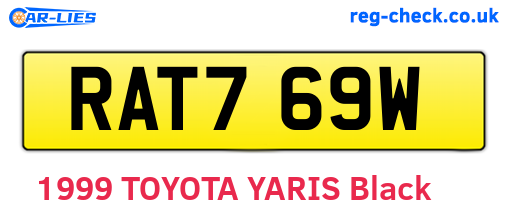 RAT769W are the vehicle registration plates.