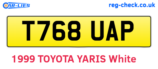 T768UAP are the vehicle registration plates.