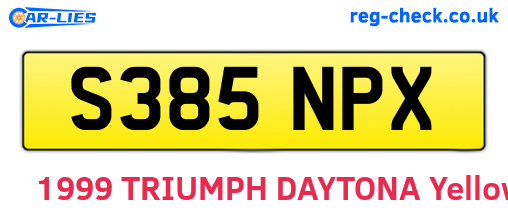 S385NPX are the vehicle registration plates.