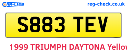 S883TEV are the vehicle registration plates.