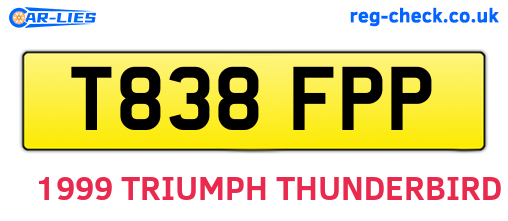T838FPP are the vehicle registration plates.