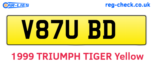 V87UBD are the vehicle registration plates.
