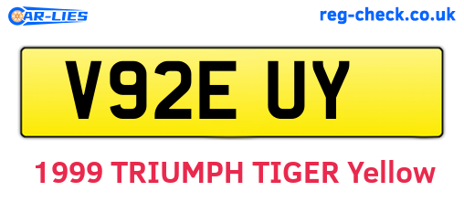 V92EUY are the vehicle registration plates.