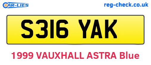 S316YAK are the vehicle registration plates.