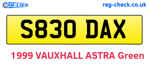 S830DAX are the vehicle registration plates.