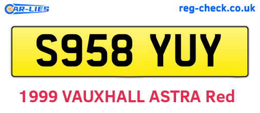 S958YUY are the vehicle registration plates.