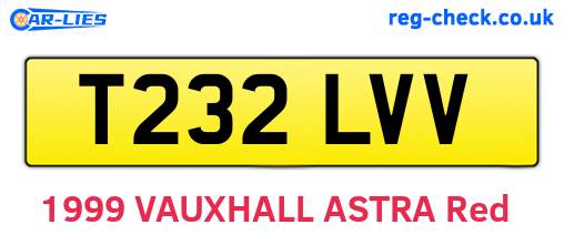T232LVV are the vehicle registration plates.