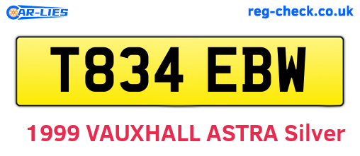 T834EBW are the vehicle registration plates.