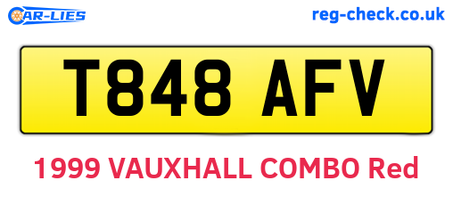T848AFV are the vehicle registration plates.
