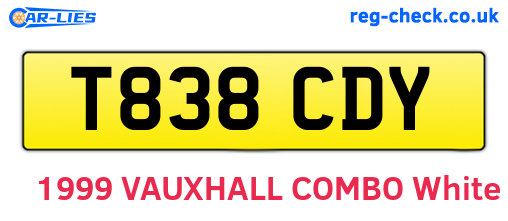 T838CDY are the vehicle registration plates.