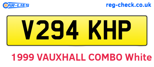 V294KHP are the vehicle registration plates.