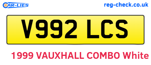 V992LCS are the vehicle registration plates.