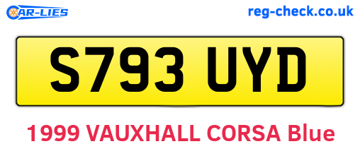 S793UYD are the vehicle registration plates.