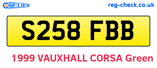 S258FBB are the vehicle registration plates.