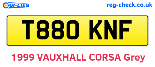 T880KNF are the vehicle registration plates.