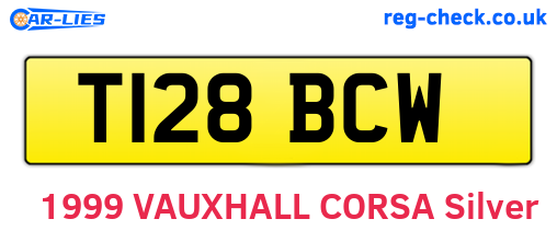 T128BCW are the vehicle registration plates.