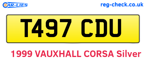 T497CDU are the vehicle registration plates.