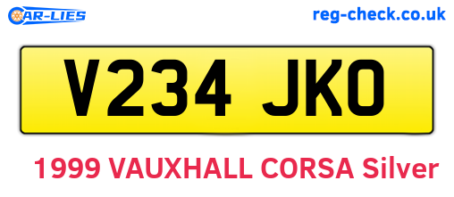 V234JKO are the vehicle registration plates.
