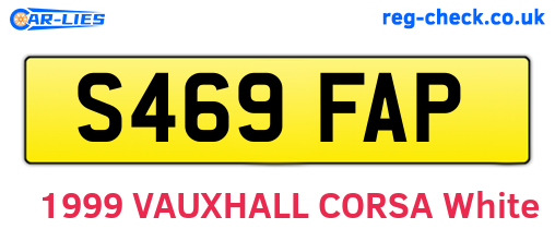 S469FAP are the vehicle registration plates.
