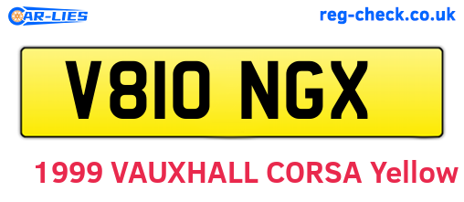V810NGX are the vehicle registration plates.