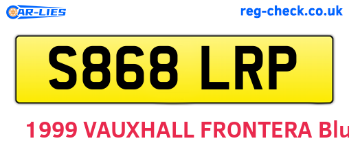 S868LRP are the vehicle registration plates.