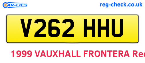 V262HHU are the vehicle registration plates.