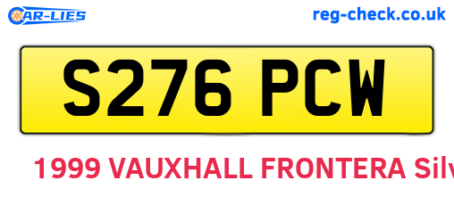 S276PCW are the vehicle registration plates.