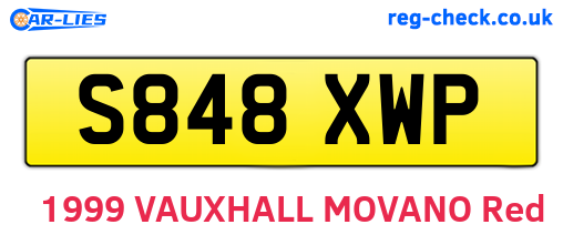 S848XWP are the vehicle registration plates.