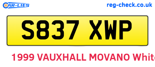 S837XWP are the vehicle registration plates.