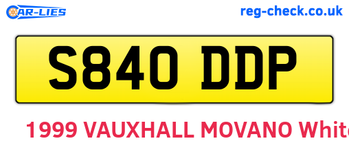 S840DDP are the vehicle registration plates.