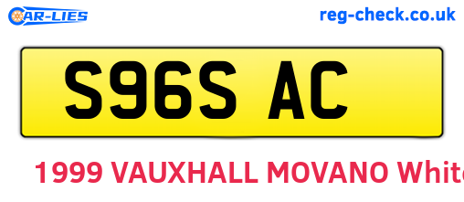 S96SAC are the vehicle registration plates.