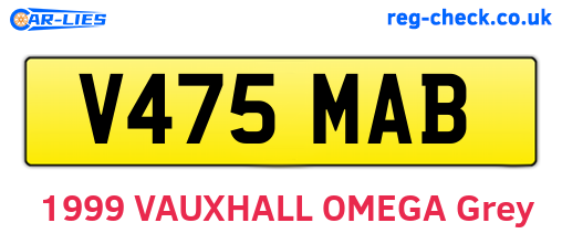 V475MAB are the vehicle registration plates.