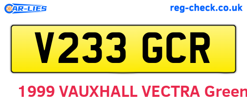 V233GCR are the vehicle registration plates.