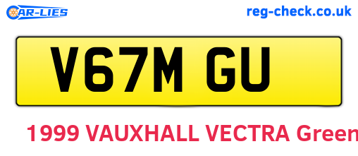 V67MGU are the vehicle registration plates.