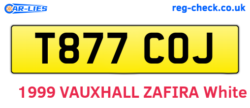 T877COJ are the vehicle registration plates.